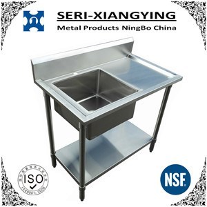 Lavello da <span class=keywords><strong>cucina</strong></span> commerciale in acciaio inossidabile con 4 "Backsplash, <span class=keywords><strong>vasca</strong></span> singola resistente per la ristorazione in ristoranti e alberghi - Product Image 3