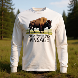 Camiseta de manga larga vintage Alt Us National Park Bison - Product Image 3