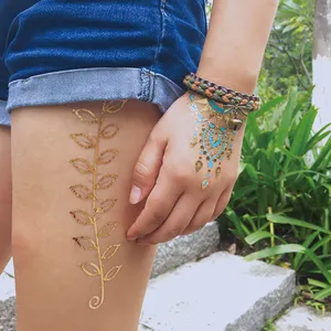 Adesivi per tatuaggi temporanei metallici argento oro corpo braccio personalizzato per le vacanze della festa nuziale decorare adesivi tatuaggi