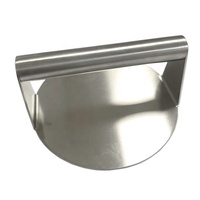 Presse-burger personnalisée de marque CL, en acier inoxydable léger et robuste, avec poignée métallique, fond plat de 2 mm et 160 mm de diamètre, pour grillades