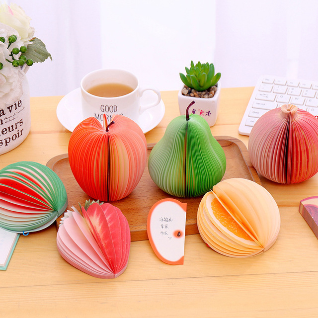 Custom-shaped Note Post Stickers Apple Lemon Watermelon Pear Orange Fruit Shape Self-Adhesive Sticky Note