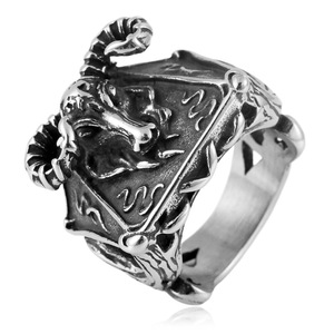 yunnique Men's <b>Titanium</b> Steel Ram <b>Ring</b> Silver Animal Geometric Design Fashion Jewelry Gift - Product Image 1