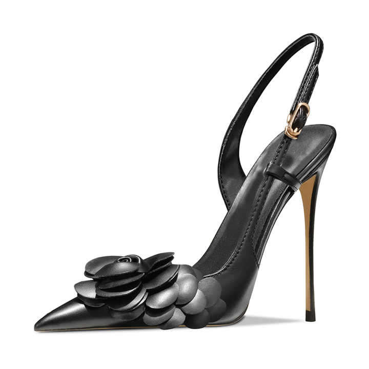 Women's Pointed Toe Jean Pumps With Thin Heel - 10cm (3.94") Heel Height Working Sandals
