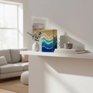 Urna Funeraria de Madera Rectangular con Resina Epoxi de Colores, de Calidad Garantizada - Product Image 2