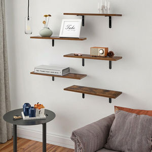 Élégant ensemble d'étagères murales flottantes en bois et fer multifonctionnel pour chambre, salon, garage, dressing, salle de bain, cuisine - Product Image 3