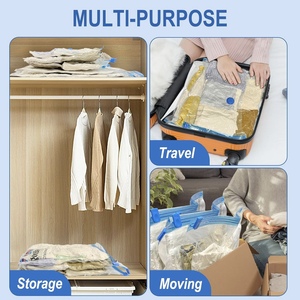 高品質のスペースセーバー圧縮真空収納バッグ折りたたみ式3Dプリントヘビーデューティー10個ハンドポンプ付き衣類用 - Product Image 4