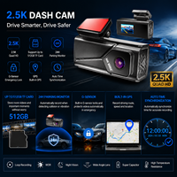 2.5K IPS Dash Cam GPS Super Night Vision Tahan Air G-Sensor Car Dvr Perekaman Video Loop untuk Kamera Dasbor Mobil