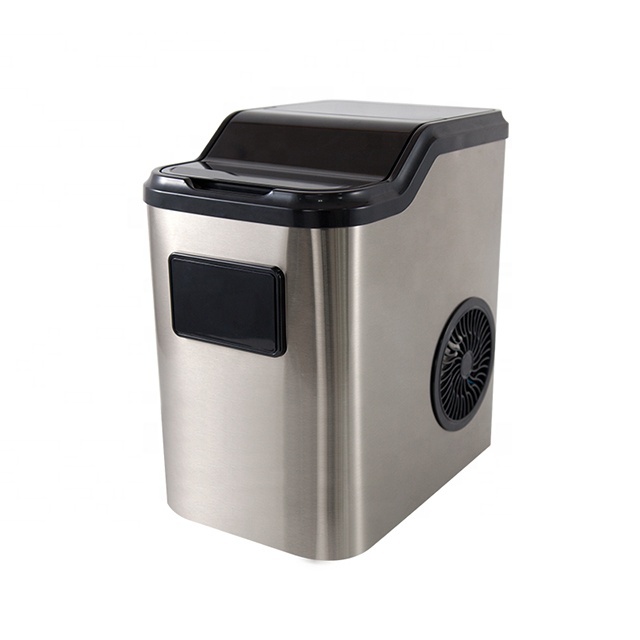Geming 15kg Automatic Electric Ice Cube Maker Stainless Steel Miniature Countertop Portable for Household Hotel RV Use