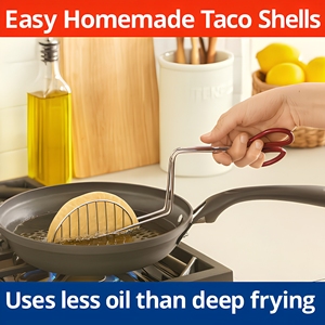 Pinze per Conchiglie Taco da Cucina, <span class=keywords><strong>in</strong></span> Acciaio Cromato con Manico <span class=keywords><strong>in</strong></span> PVC Anti-Calore, per Conchiglie Croccanti Fatte <span class=keywords><strong>in</strong></span> <span class=keywords><strong>Casa</strong></span>, Tacos e Antipasti - Product Image 3