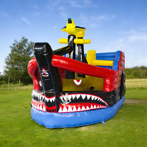 Château gonflable commercial en PVC en forme de bateau pirate avec toboggan intégré pour enfants, idéal pour les fêtes et les locations en extérieur - Product Image 2