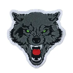 Parches de animales bordados personalizados, Parche de lobo para planchar, coser, apliques para ropa, mochila