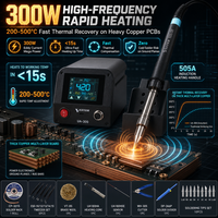 Kit Stasiun Solder Profesional 300W Termasuk 10 Tip, 5 Pinset, Sumbu Desolder, Inti Pemanas, dan Set Alat Sensor