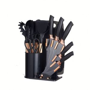 In Stock 19pcs Heat Resistant Silicone Kitchen Accessories with Wood Handle and Cuttings Board <b>Storage</b> Bucket Gadget Set 1587 1 - Product Image 5