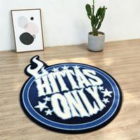 Tapis tufté personnalisé en forme de flamme irrégulière avec logo, tapis décoratif fait main style urbain pour la maison, le studio ou l'exposition