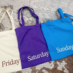 Bolsa de Mano Personalizada con Impresión de Días de la Semana, Bolsa de Compras Ligera de Lona, Bolsas de Compras Ecológicas, Bolsa de Tela Simple - Product Image 2