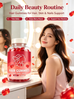 Bonbons gélifiés sans gluten pour la beauté, multivitamines, collagène, biotine pour la croissance saine des cheveux, la peau et les ongles des adultes, 100% végétalien, naturel