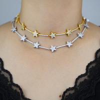 Collier ras du cou avec pendentif étoile polaire géométrique, entièrement micro-pavé de zircone cubique 5A, pour femme, ensemble de bijoux tendance, cadeau