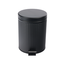 Poubelle à pédale noire de 5 L avec couvercle plat durable de 1,3 gallon, mini poubelle pour hôtel, salle de bain, bureau, cuisine, chambre à coucher