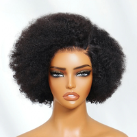 Perruque afro bouclée crépue avec dentelle frontale 13x4, pré-tout-fait, avec cordon de serrage, sans colle, prête à porter, cheveux humains naturels