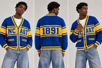 Pull personnalisé avec logo OEM pour homme, pull d'hiver décontracté brodé, tricot ample, veste universitaire, cardigan tricoté pour homme