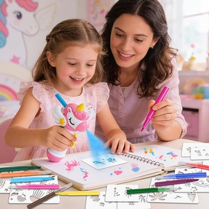 Kit de peinture à l'aérographe pour enfants, stylo à aquarelle, stylo à jet d'encre automatique, ensemble de dessin et de bricolage, jouets de peinture lavables - Product Image 2