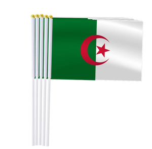 Pays personnalisé 14*21cm Polyester Pays Petit Algérie National Main Agitant Drapeau avec Poteau En Plastique - Product Image 2