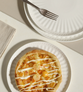 <b>White</b> Embossed Porcelain Plate <b>Set</b>, 3 Sizes Round Ceramic <b>Dinner</b> Plates with Radial Texture for Kitchen & Restaurant - Product Image 4