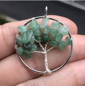 Colgante de la vida del árbol de 30mm con grabado tallado alambre colorido piedra preciosa natural joyería hecha a mano DIY - Product Image 4