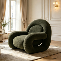 Fauteuil d'appoint design en polaire Teddy, canapé individuel moderne au design artistique irrégulier, fauteuil de loisirs pour salon, villa, maison modèle