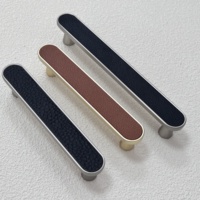 Poignées et boutons de meubles de style nordique moderne européen en alliage de zinc et cuir pour armoires de cuisine, tiroirs, placards