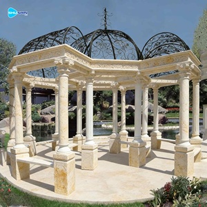 Gazebo <span class=keywords><strong>de</strong></span> Piedra para Jardín, Diseño Occidental, Escultura <span class=keywords><strong>de</strong></span> Mármol Natural Tallada a Mano, en Venta - Product Image 4
