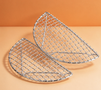Grille demi-lune en acier inoxydable, plateau de cuisson au charbon de bois, accessoire de barbecue jetable pour le camping en plein air