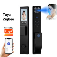 Serrure intelligente fine de 10 mm avec reconnaissance des veines du visage, écran de 4,5 pouces, caméra 2MP, TUYA Zigbee, capacité de 50 visages