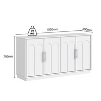 Buffet autoportant en MDF, hauteur réglable, design moderne et luxueux, grande capacité de rangement, avec quatre portes