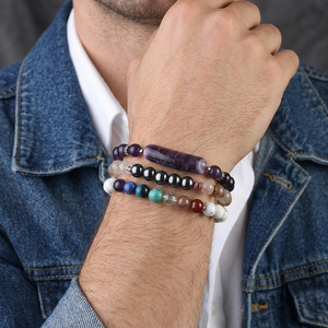 RINNTIN GMB108 Braccialetti all'ingrosso con perline dei sette chakra per la guarigione energetica, braccialetti regolabili in pietra naturale per yoga - Product Image 5