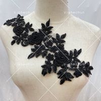 HC-41996 Hechun 2021 Patch Applique renda pengantin manik-manik kustom populer terbuat dari kain jala