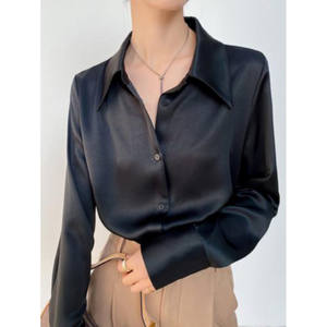 ホットセールシルクシャツレディース長袖新春ソフトトップスファッションオフィスラグジュアリーサテンシルクブラウス - Product Image 4