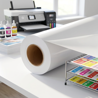 Étiquette autocollante en papier synthétique PP brillant avec adhésif acrylique à base d'eau pour impression jet d'encre