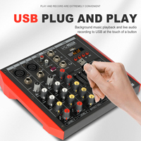 Mini table de mixage audio DJ ELM D4 4 canaux avec alimentation fantôme USB 48V, égaliseur 7 bandes, réverbération, réponse en fréquence 18Hz-20kHz