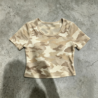 T-shirt vintage pour femme de haute qualité, fabriqué par un fabricant de renom, à manches courtes, imprimé camouflage intégral