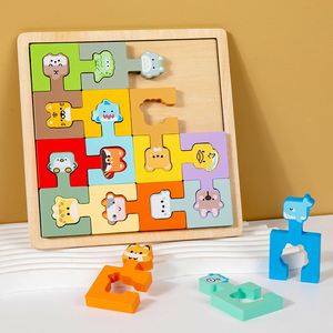 Rompecabezas de madera 3D para niños pequeños, 7 pulgadas, con bandeja, colores brillantes, clasificación de formas, rompecabezas de clavijas para niños de 3 a 5 años - Product Image 2