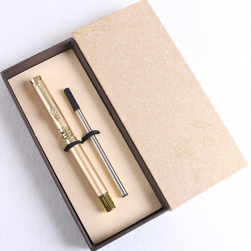 Bolso de mano caja de regalo + pluma de la firma de oro