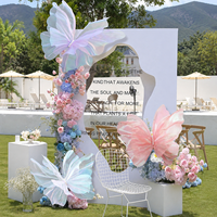 Décor floral géant personnalisé en soie pastel, papillons artificiels, fleurs artificielles, décoration de scène pour événements de mariage, accessoires pour photomaton
