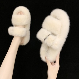 Pantoufles d'intérieur en fourrure de vison blanc pour femme, tendance et moelleuses, pour l'hiver - Product Image 6