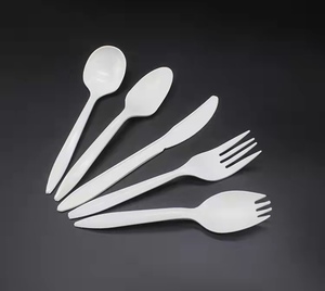 Wholesaler Manufacturer Disposable Heavy Duty Compostable Biodegradable Take out Dessert Plastic Knife Fork Spoon Cutlery Sets
