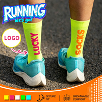 Chaussettes de course mi-mollet en Spandex/Polyester de haute qualité, personnalisées OEM, vente en gros, impression numérique sur mesure basée sur photos, faible minimum de commande