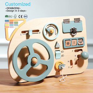 EDULAND OEM ODM <span class=keywords><strong>Juguete</strong></span> de Madera Montessori para Niños Pequeños, Tablero de Actividades con <span class=keywords><strong>Volante</strong></span>, Escena de Conducción, <span class=keywords><strong>Juguete</strong></span> Educativo Sensorial de Madera para Juego de Imitación - Product Image 4