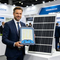 Caméra extérieure étanche avec détecteur de mouvement, contrôle WiFi, IP66, corps en aluminium, éclairage de sécurité haute luminosité, projecteur solaire