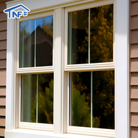 Fenêtres modernes à double vitrage à glissière verticale extérieure, isolation thermique, à double battant, coupe-vent, en alliage d'aluminium sur mesure