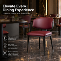 Chaise de salle à manger ergonomique moderne, siège rembourré marron avec structure en métal noir pour hôtel et restaurant